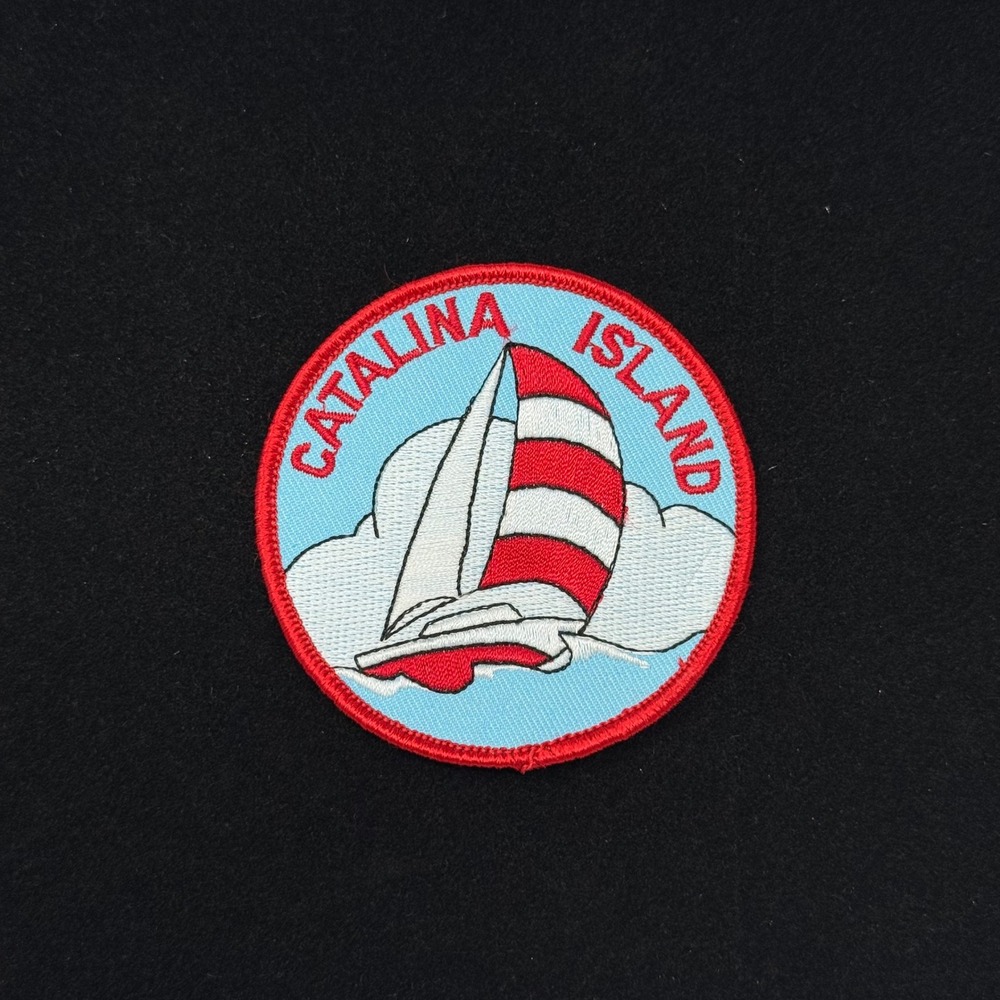 Catalina Island California Sailboat Souvenir Patch Red White Blue Embroidered 3"